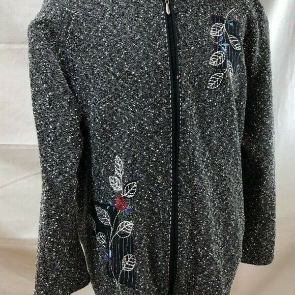 Teddi Petite Womens Size 1XP Jacket Black w/ white - Picture 2 of 8